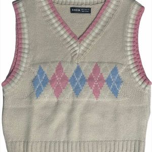 blue and pink sweater vest tank top